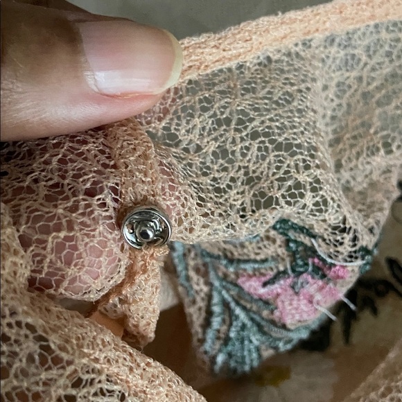 TOPSHOP Women’s Embroidered Mesh Floral Peach Short Sleeve Midi Dress Size 4 - Picture 17 of 17